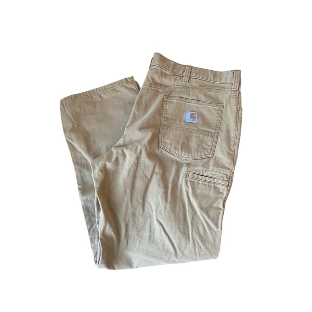 Men's Carhartt Relaxed Fit Beige Canvas Work Pants Waist 42X32